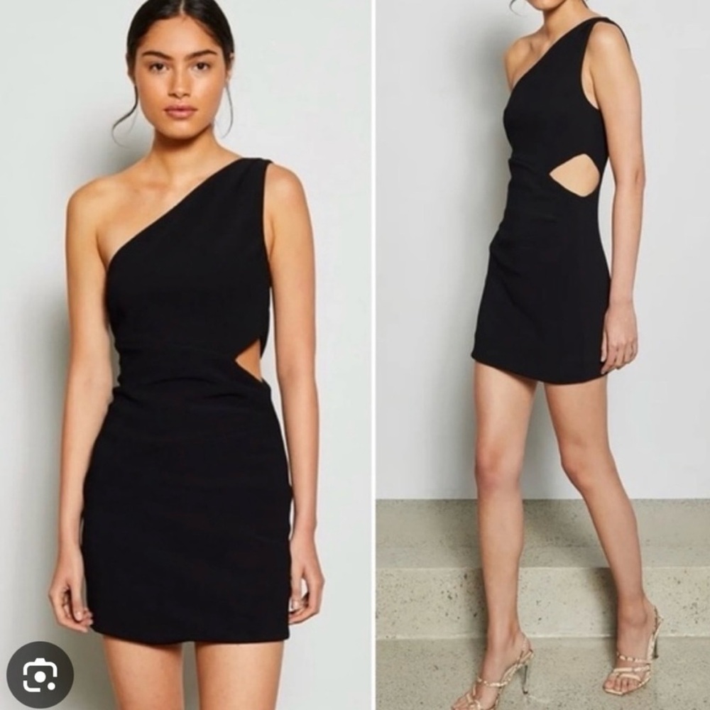 Bec & Bridge Black One-Shoulder Mini Dress
